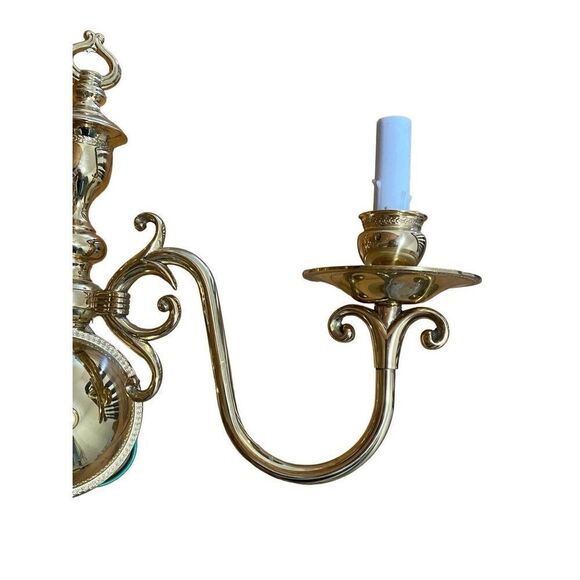 Vintage Brass Wall Light Fixture Sconce Dutch Double  Light with Shade and pair - Picture 4 of 12